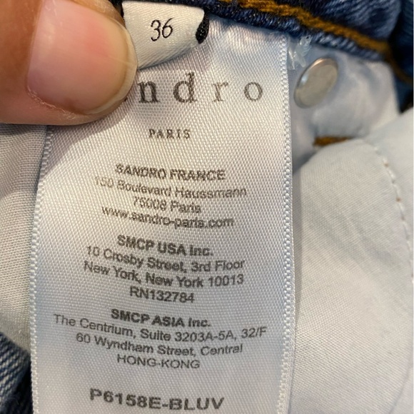 SANDRO Hortense Distressed Happening Jeans In Blue (J1) - Picture 6 of 10